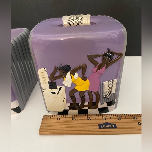 Annie Lee Glazed Resin "Primpin" Rectangle & Square Set of 2 Tissue Boxes Cover - Picture 3 of 16